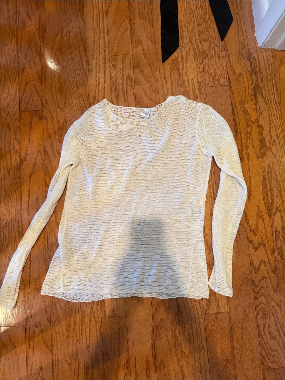 Eileen Fisher white linen Lightweight Crew Neck Sweater